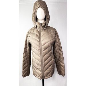 London Fog | Puffer | Beige Tan Taupe | Sz S | Light Weight Packable Down Jacket